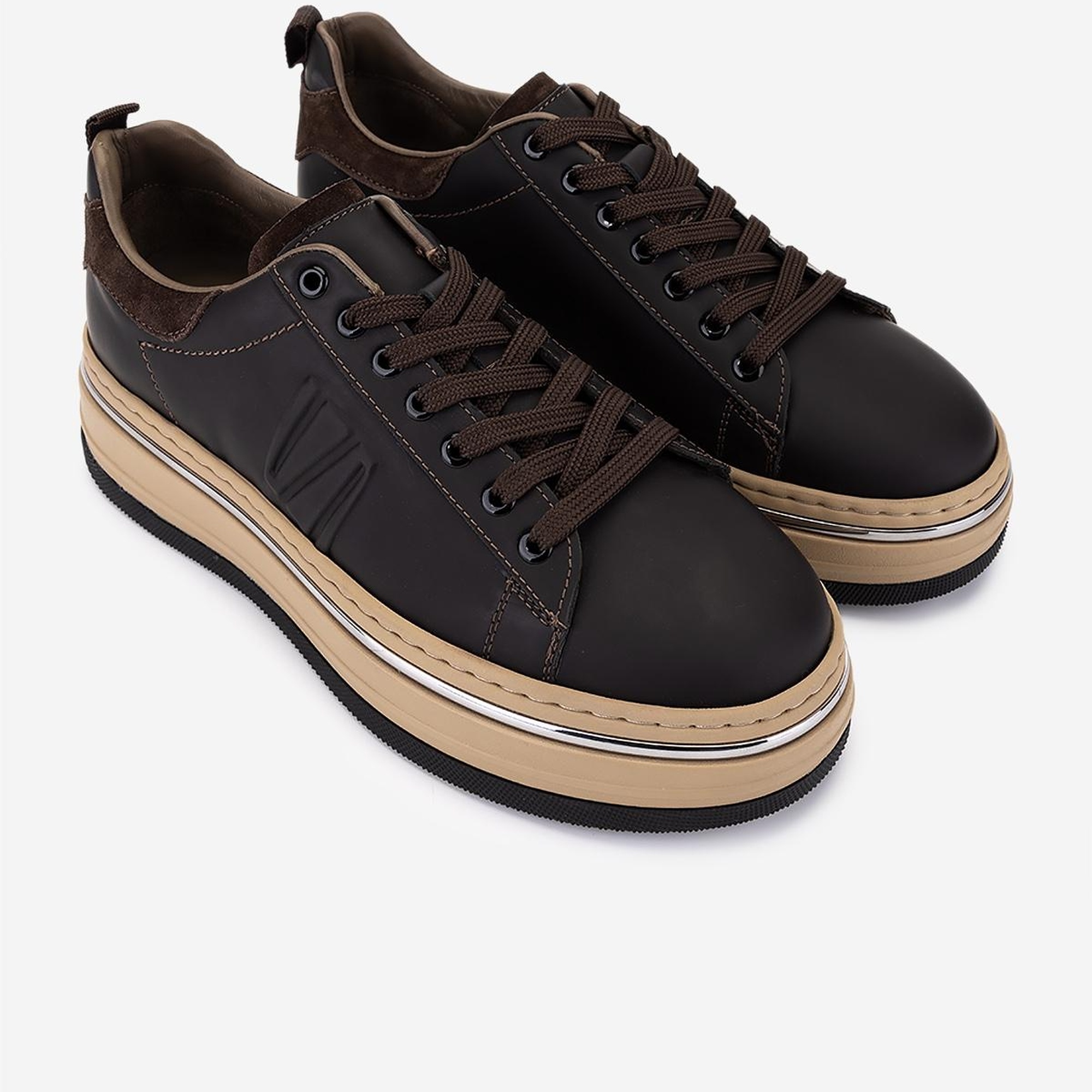 Valmenti Erkek Hakiki Deri Kahverengi Sneakers & Spor Ayakkabı