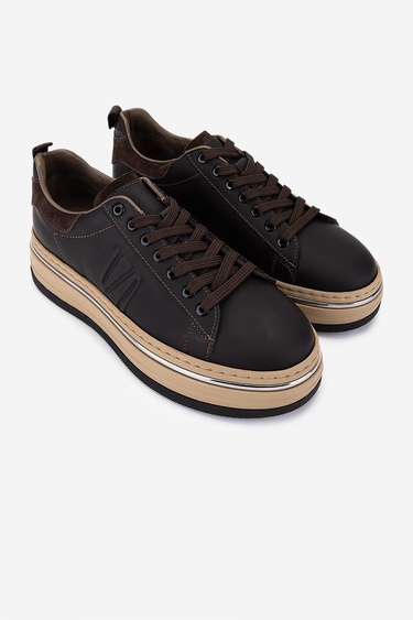  Valmenti Erkek Hakiki Deri Kahverengi Sneakers & Spor Ayakkabı