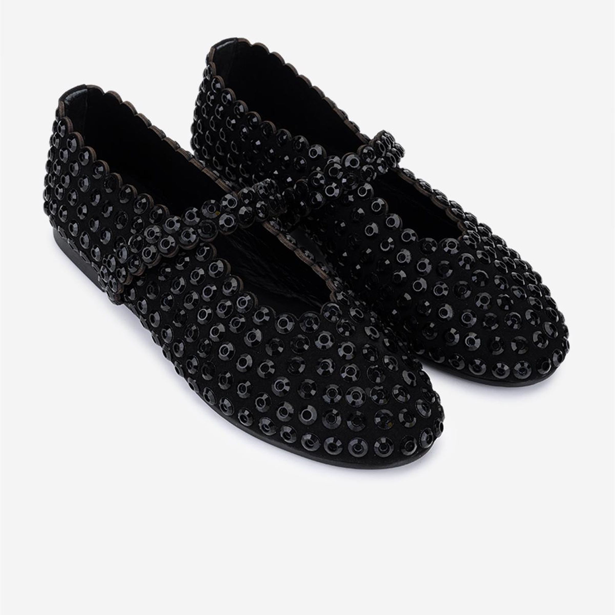 Valmenti Kadın Hakiki Deri Siyah/Siyah Taş Babet Ayakkabı