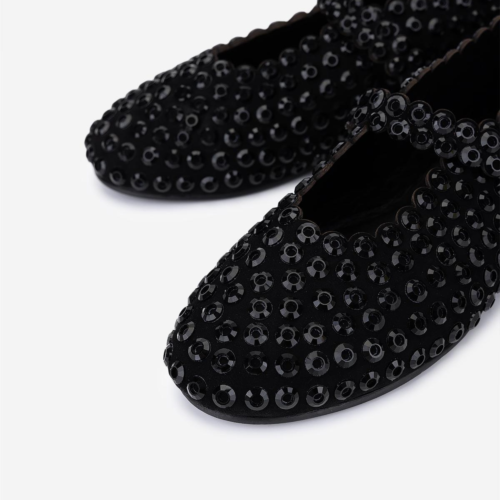 Valmenti Kadın Hakiki Deri Siyah/Siyah Taş Babet Ayakkabı