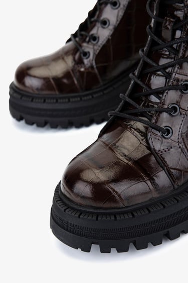  Valmenti Kadın Deri & Tekstil Kahverengi Kroko Casual Bot