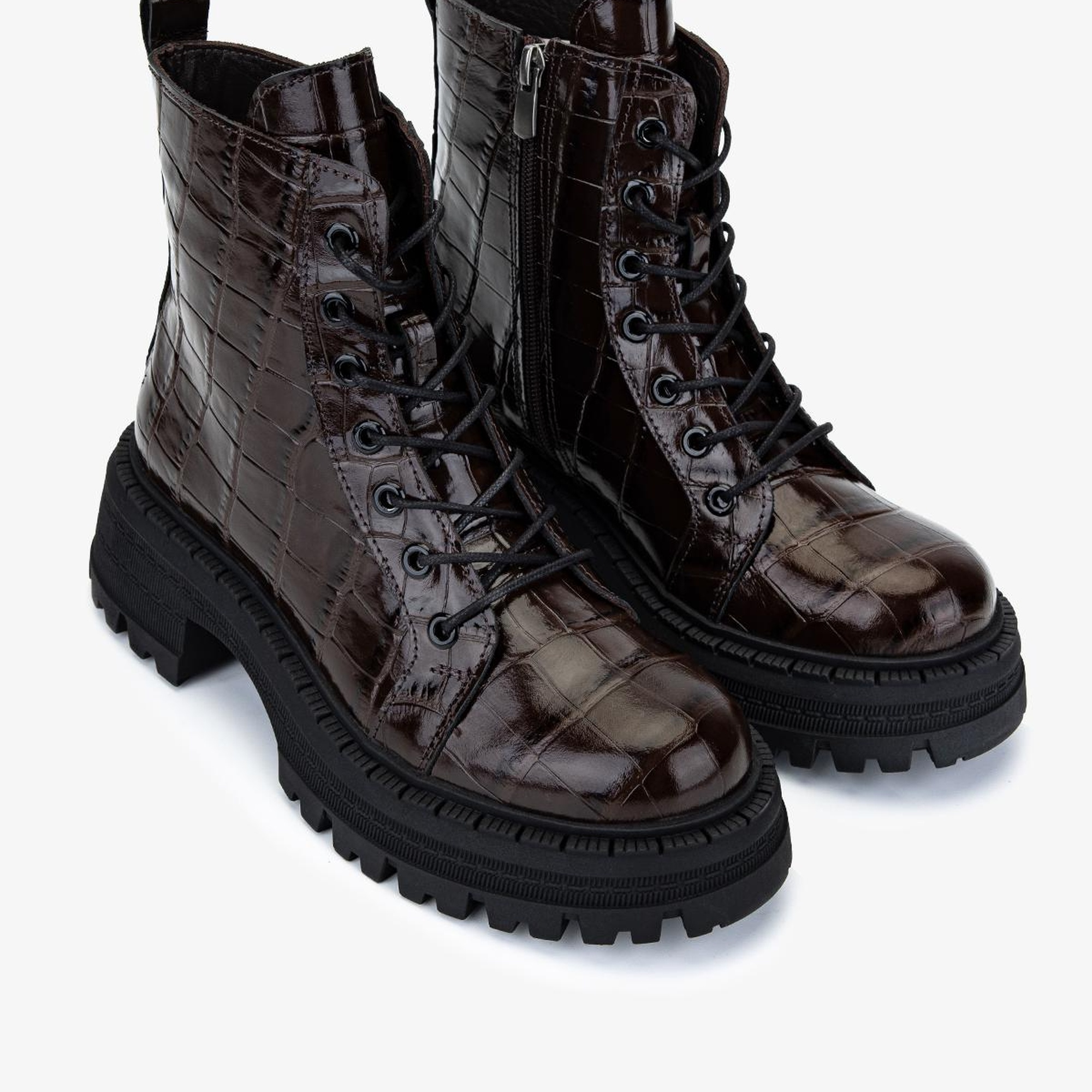 Valmenti Kadın Deri & Tekstil Kahverengi Kroko Casual Bot