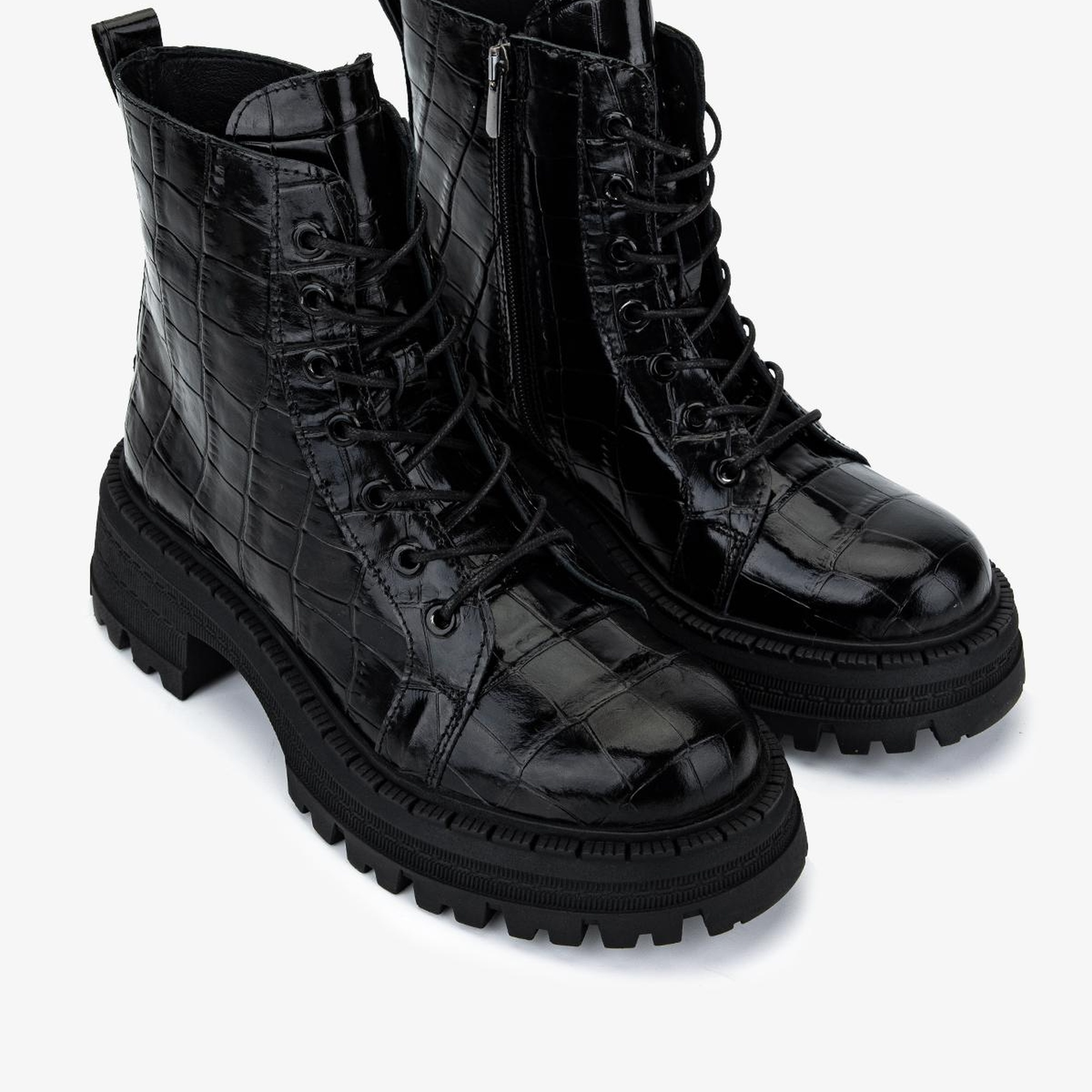 Valmenti Kadın Deri & Tekstil Siyah Kroko Casual Bot