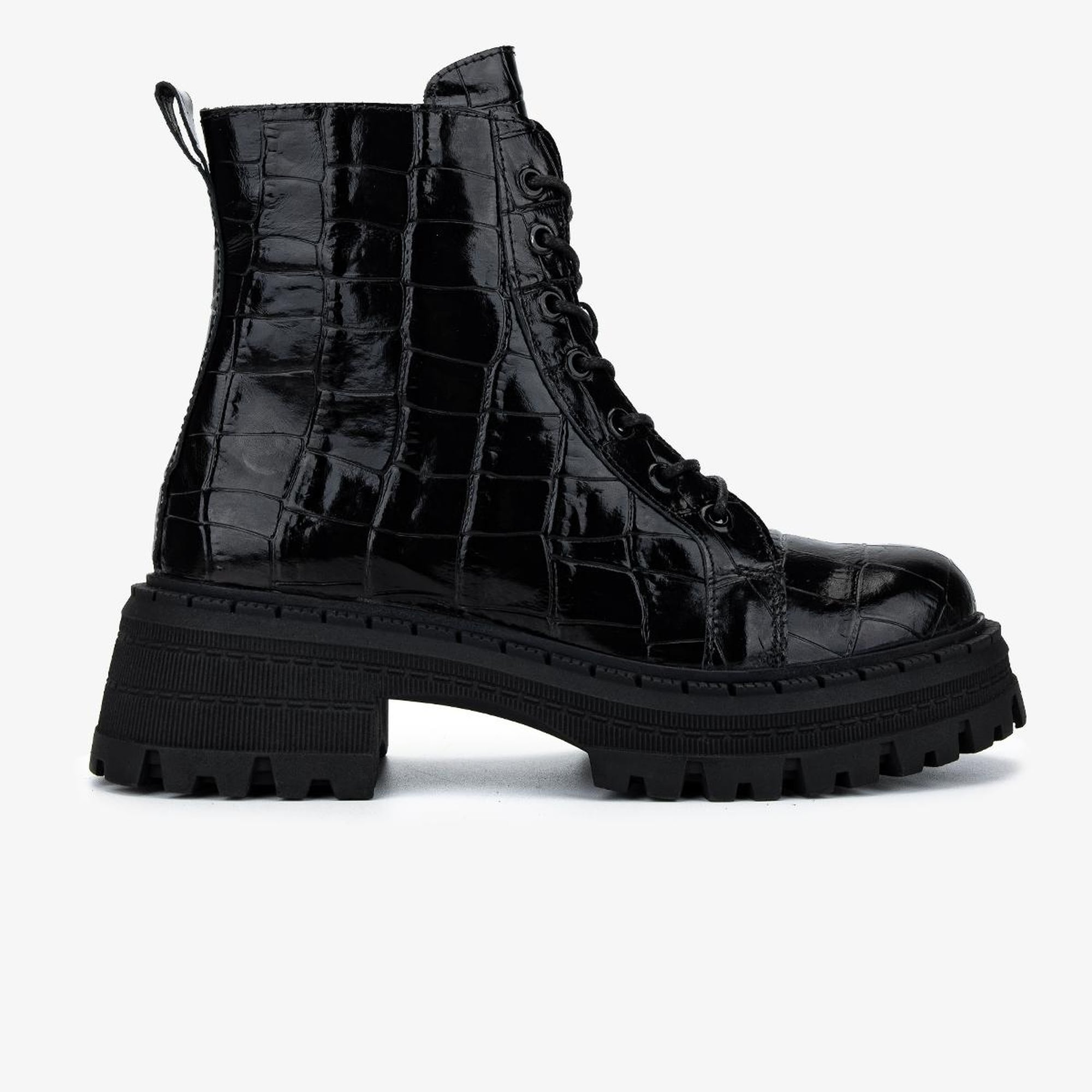 Valmenti Kadın Deri & Tekstil Siyah Kroko Casual Bot