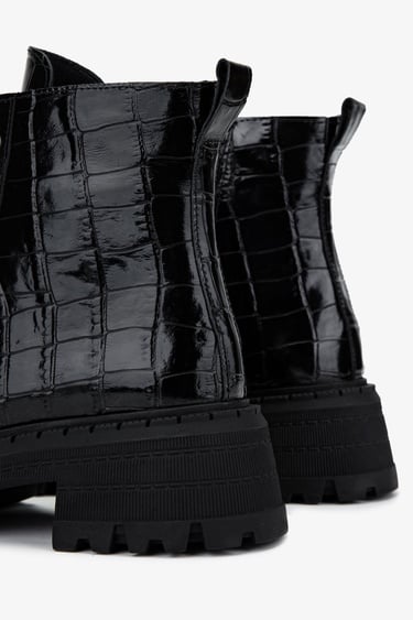  Valmenti Kadın Deri & Tekstil Siyah Kroko Casual Bot