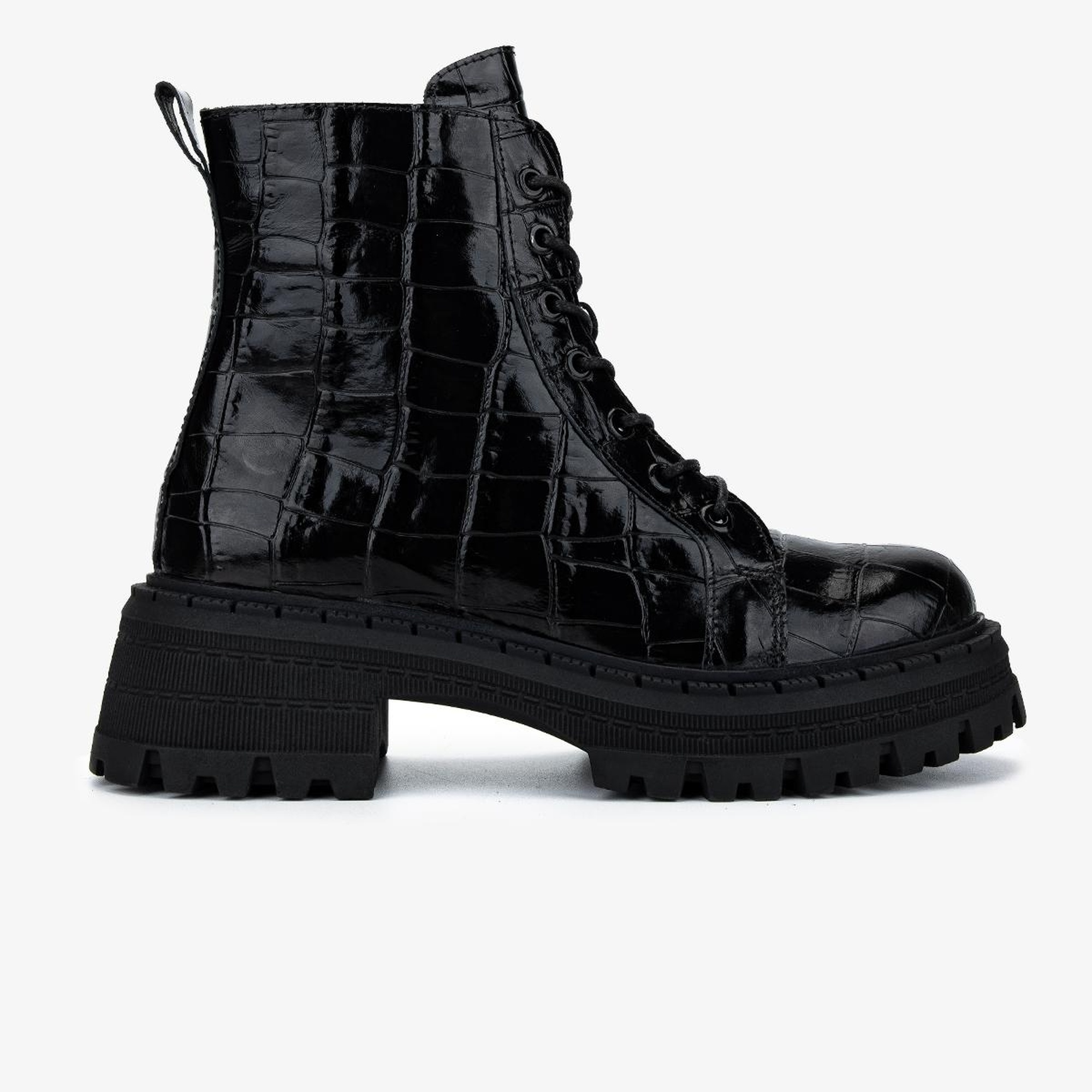 Valmenti Kadın Deri & Tekstil Siyah Kroko Casual Bot