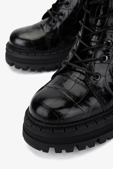  Valmenti Kadın Deri & Tekstil Siyah Kroko Casual Bot