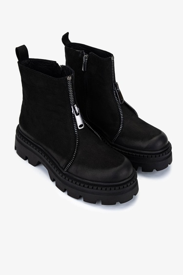  Valmenti Kadın Hakiki Deri Siyah Nubuk Casual Bot