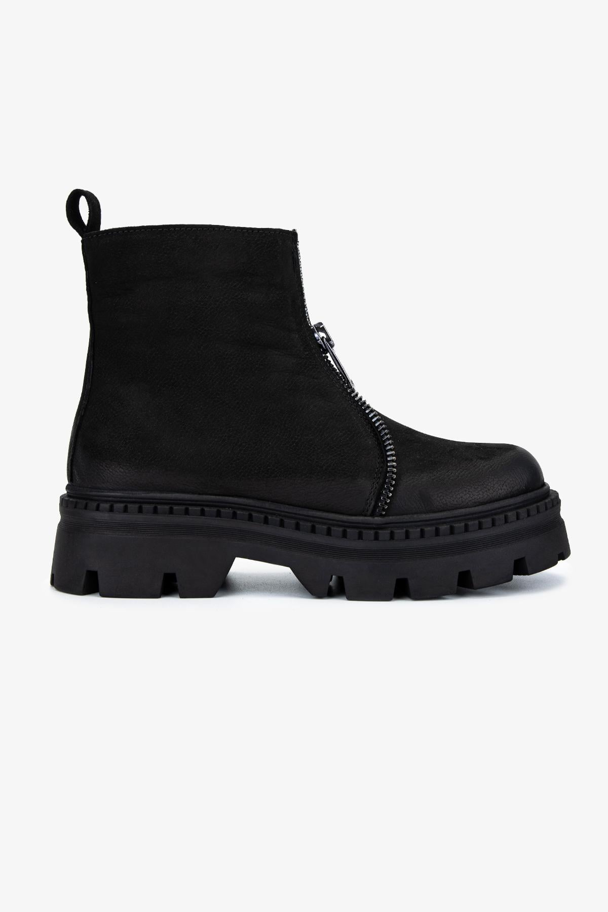  Valmenti Kadın Hakiki Deri Siyah Nubuk Casual Bot