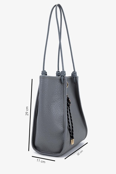  Valmenti Kadın Suni Deri Gri Omuz Çanta