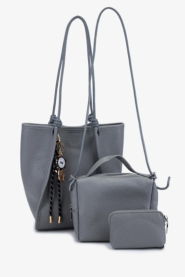  Valmenti Kadın Suni Deri Gri Omuz Çanta