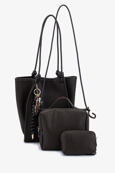  Valmenti Kadın Suni Deri Kahverengi Omuz Çanta