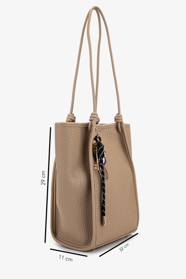  Valmenti Kadın Suni Deri Taupe Omuz Çanta