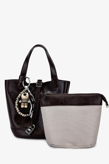  Valmenti Kadın Suni Deri Kahverengi Omuz Çanta