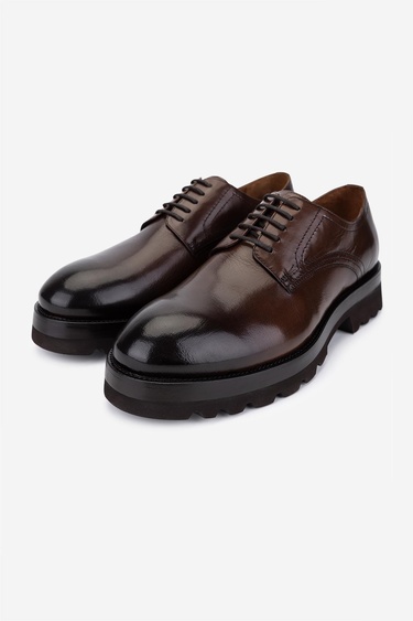 Valmenti Erkek Hakiki Deri Kahverengi Klasik Ayakkabı
