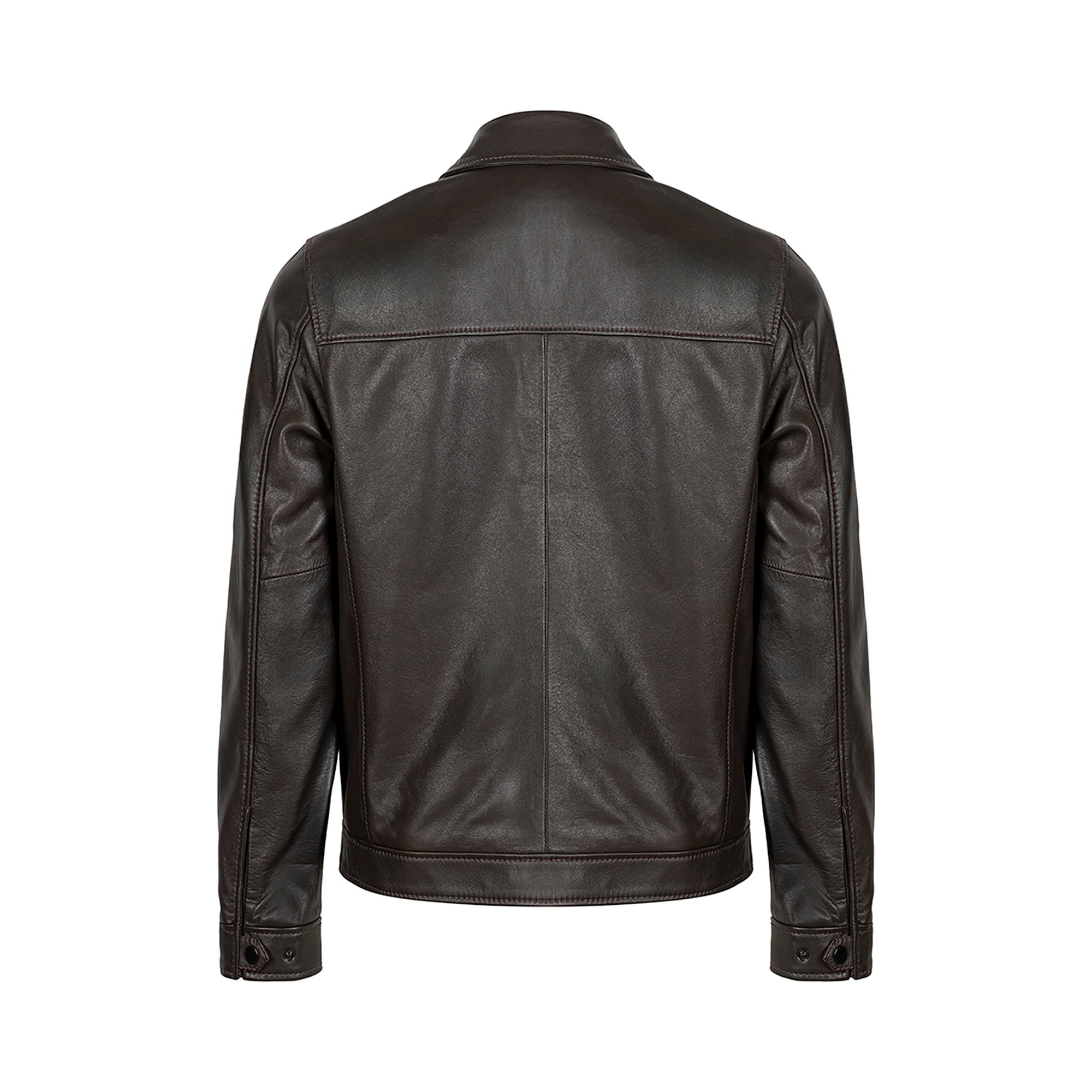 Erkek Kahve Gömlek Yakalı Deri Ceket