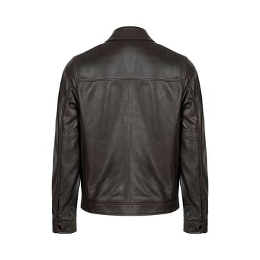  Erkek Kahve Gömlek Yakalı Deri Ceket