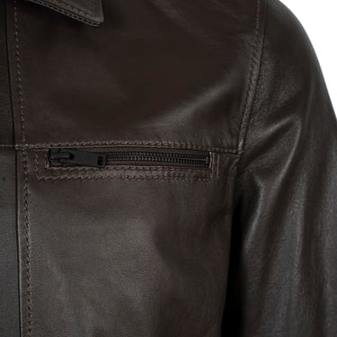  Erkek Kahve Gömlek Yakalı Deri Ceket