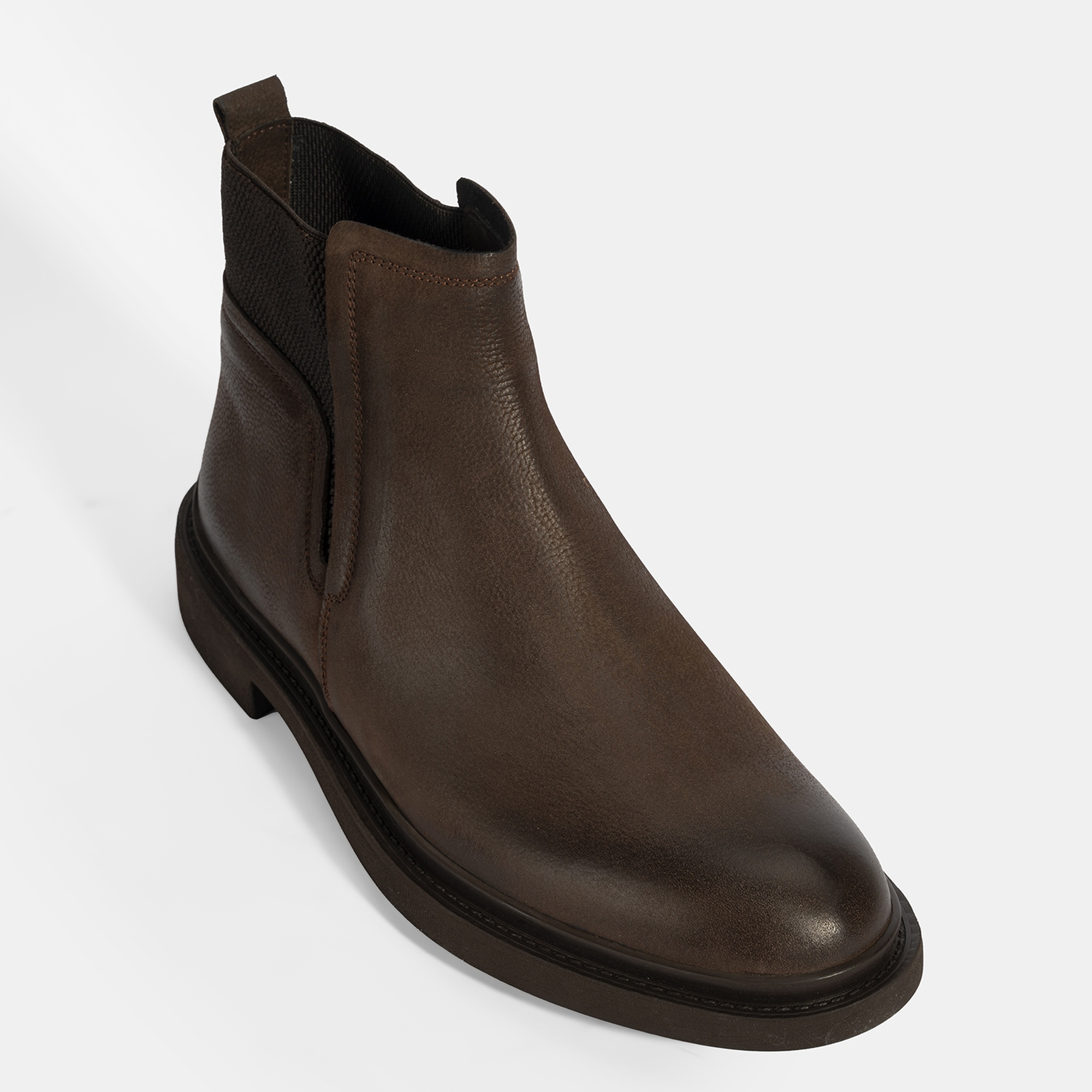 Erkek Kahve Lastikli Nubuk Deri Bot