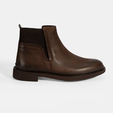  Erkek Kahve Lastikli Nubuk Deri Bot