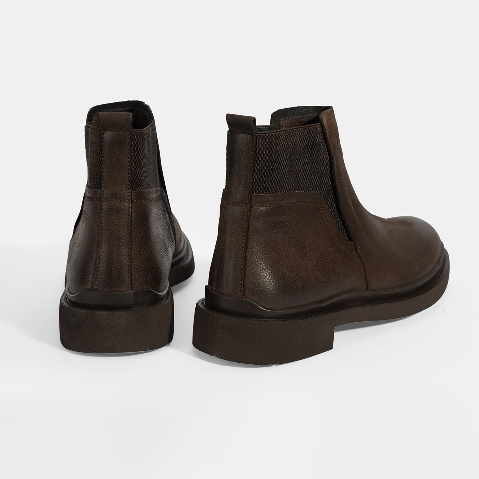 Erkek Kahve Lastikli Nubuk Deri Bot