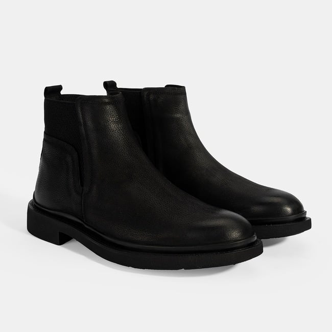  Erkek Siyah Lastikli Nubuk Deri Bot