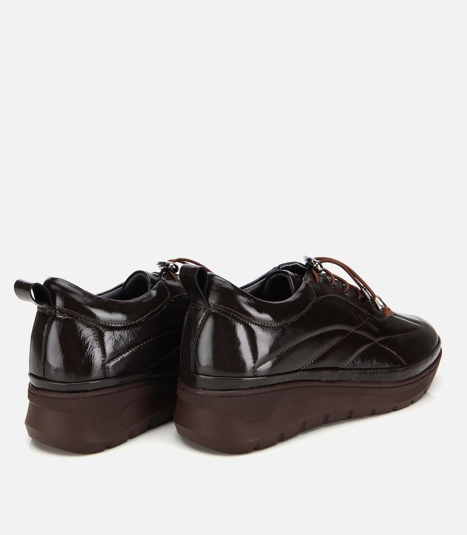 Hotiç Hotiç Kahverengi Kadın Rugan Deri Siyah Dolgu Topuklu Spor Ayakkabı Sneaker | FashFed Kahverengi - 5. görsel