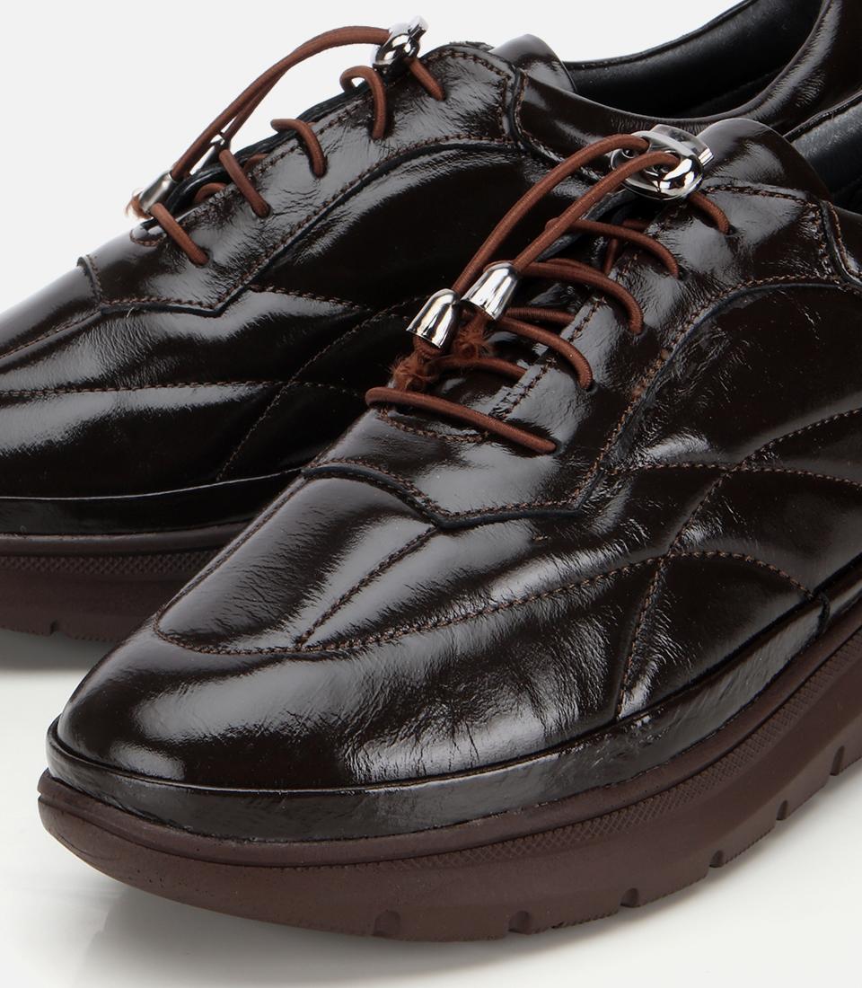 Kadın Rugan Deri Siyah Dolgu Topuklu Spor Ayakkabı