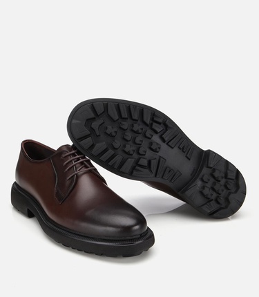 Erkek Deri Kahverengi Bağcıklı Günlük Ayakkabı