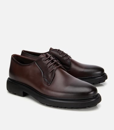  Erkek Deri Kahverengi Bağcıklı Günlük Ayakkabı