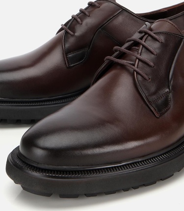  Erkek Deri Kahverengi Bağcıklı Günlük Ayakkabı