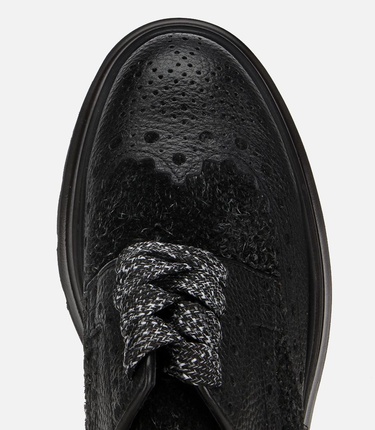  Erkek Deri Siyah Kırçıllı Yüksek Tabanlı Günlük Ayakkabı