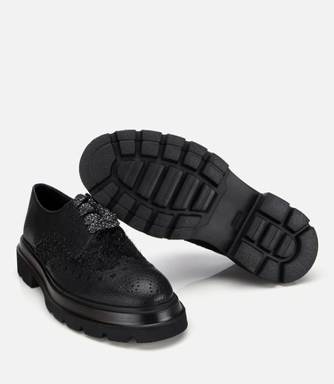  Erkek Deri Siyah Kırçıllı Yüksek Tabanlı Günlük Ayakkabı