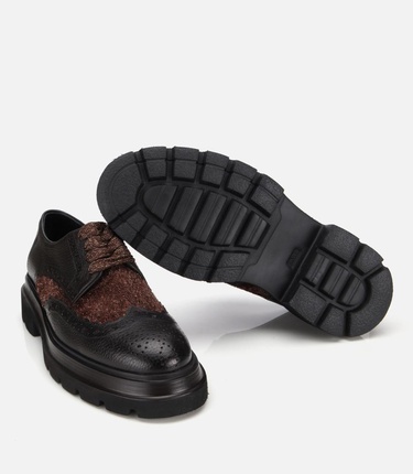  Erkek Deri Kahverengi Kırçıllı Yüksek Tabanlı Günlük Ayakkabı