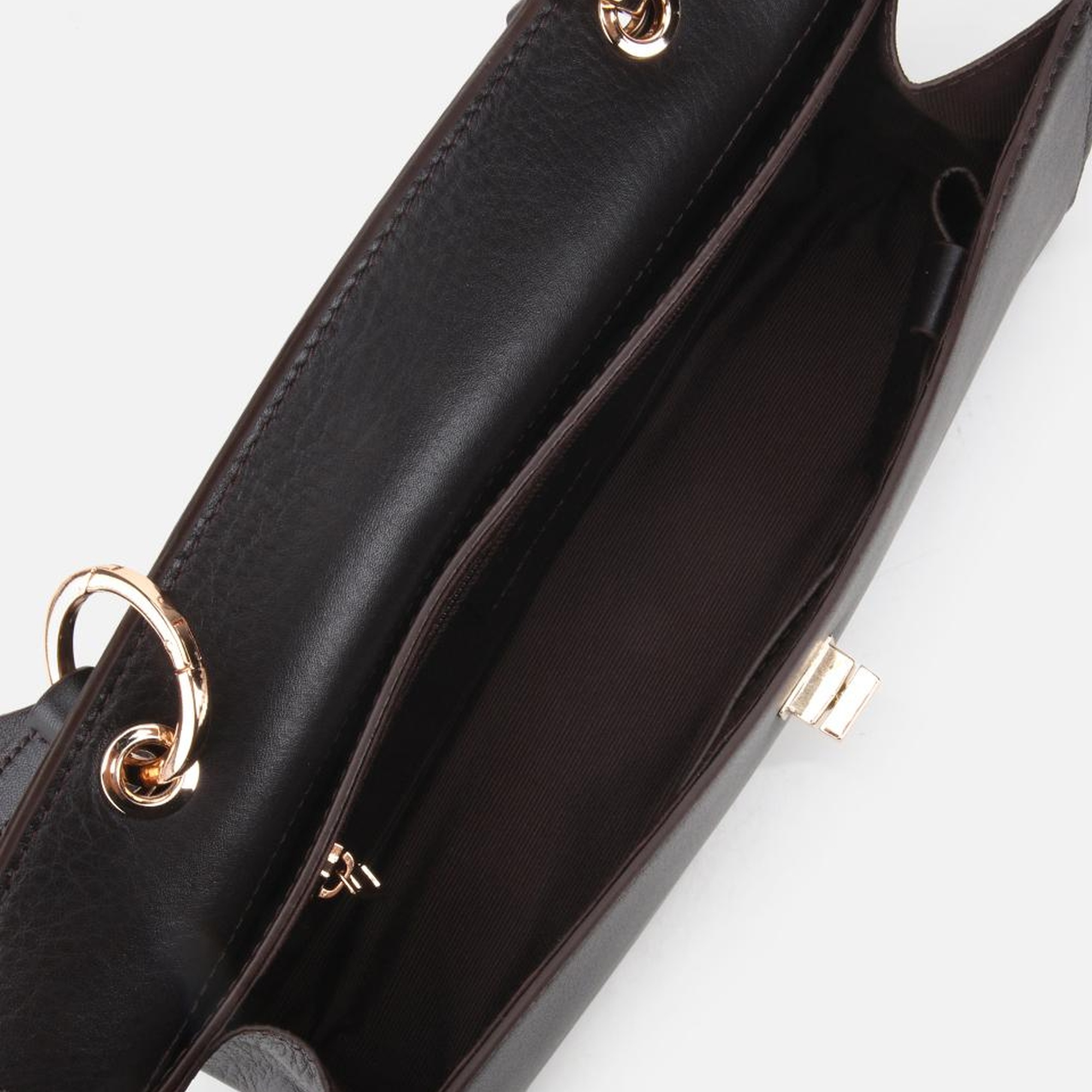 Kadın Deri Kahverengi Kilit Detaylı Omuz Çantası