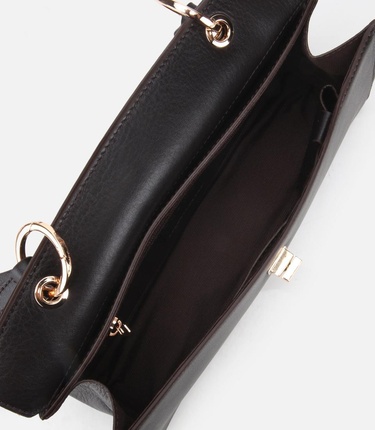  Kadın Deri Kahverengi Kilit Detaylı Omuz Çantası