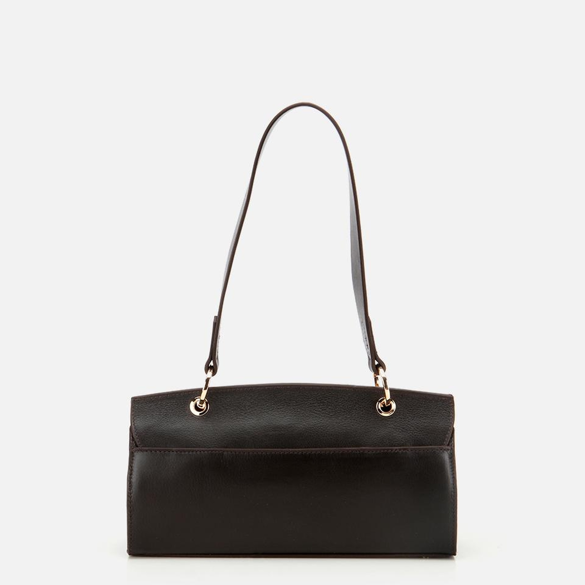 Kadın Deri Kahverengi Kilit Detaylı Omuz Çantası