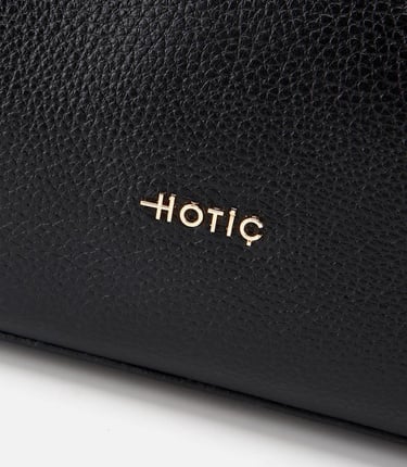  Kadın Deri Siyah Fermuarlı Omuz Çantası