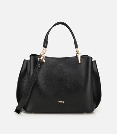  Kadın Deri Siyah Fermuarlı Omuz Çantası