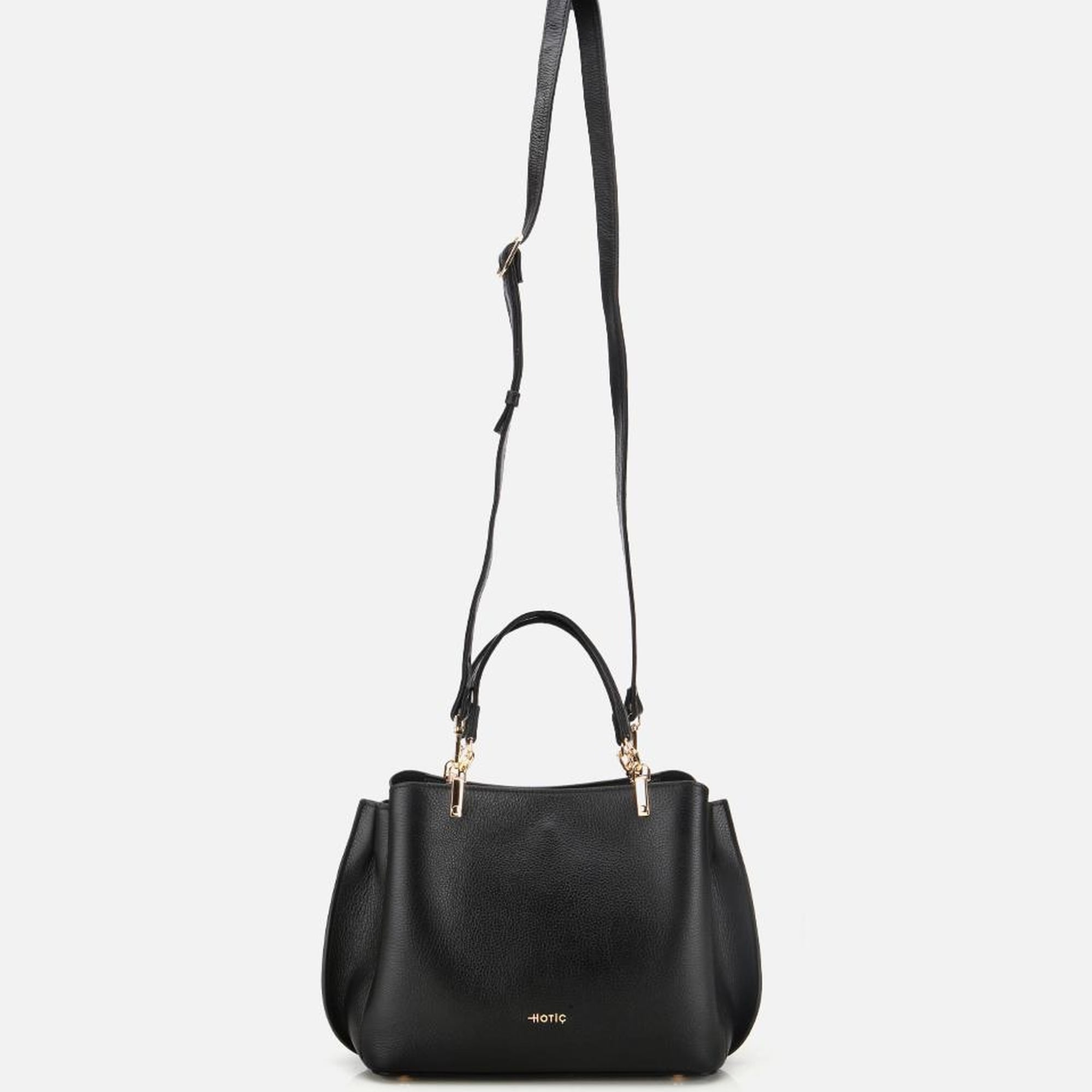 Kadın Deri Siyah Fermuarlı Omuz Çantası