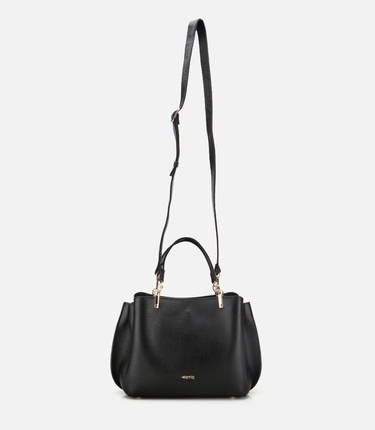  Kadın Deri Siyah Fermuarlı Omuz Çantası