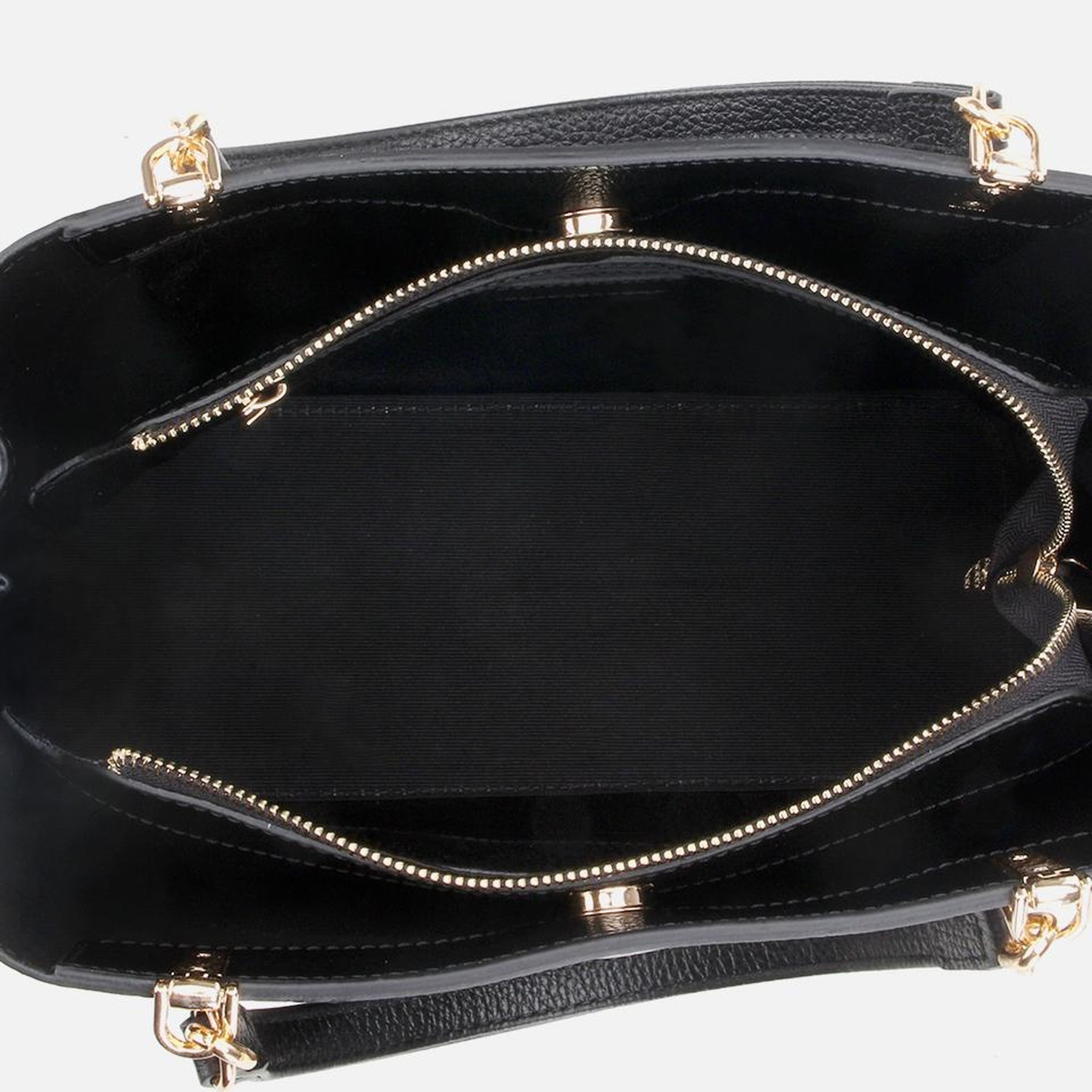 Kadın Deri Siyah Fermuarlı Omuz Çantası