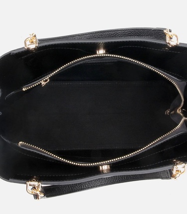  Kadın Deri Siyah Fermuarlı Omuz Çantası