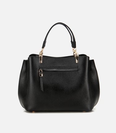  Kadın Deri Siyah Fermuarlı Omuz Çantası