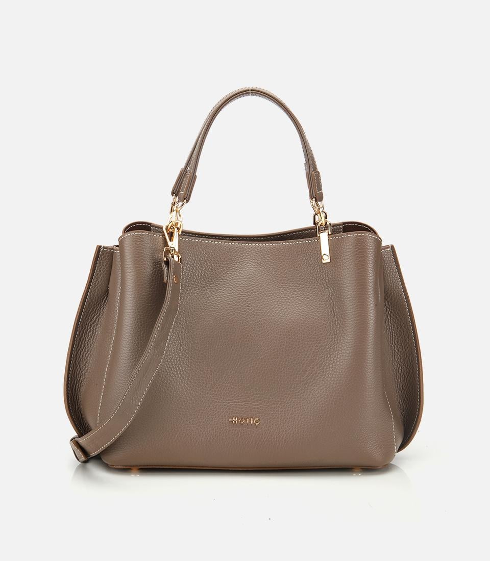  Kadın Deri Vizon Fermuarlı Omuz Çantası