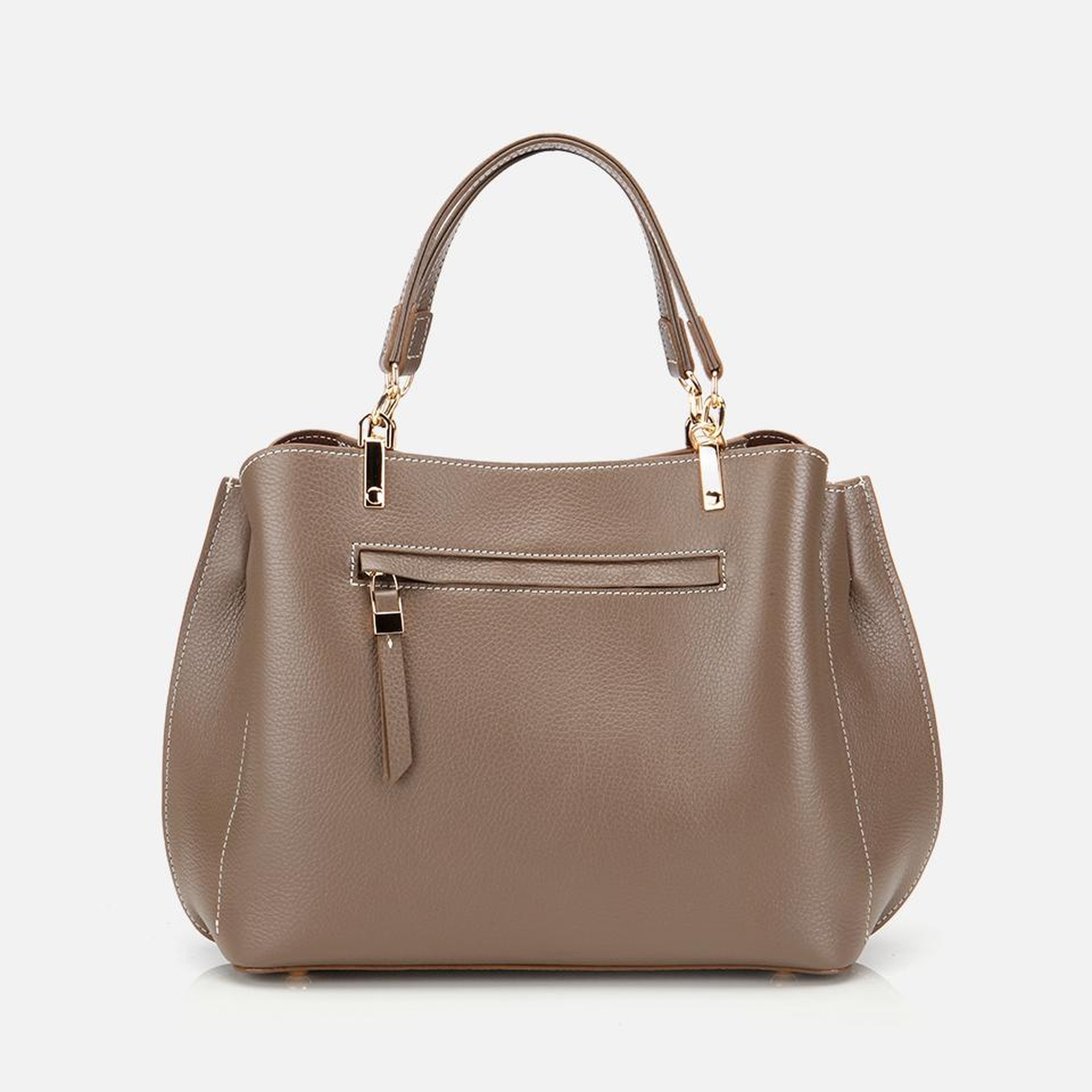 Kadın Deri Vizon Fermuarlı Omuz Çantası