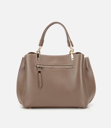  Kadın Deri Vizon Fermuarlı Omuz Çantası