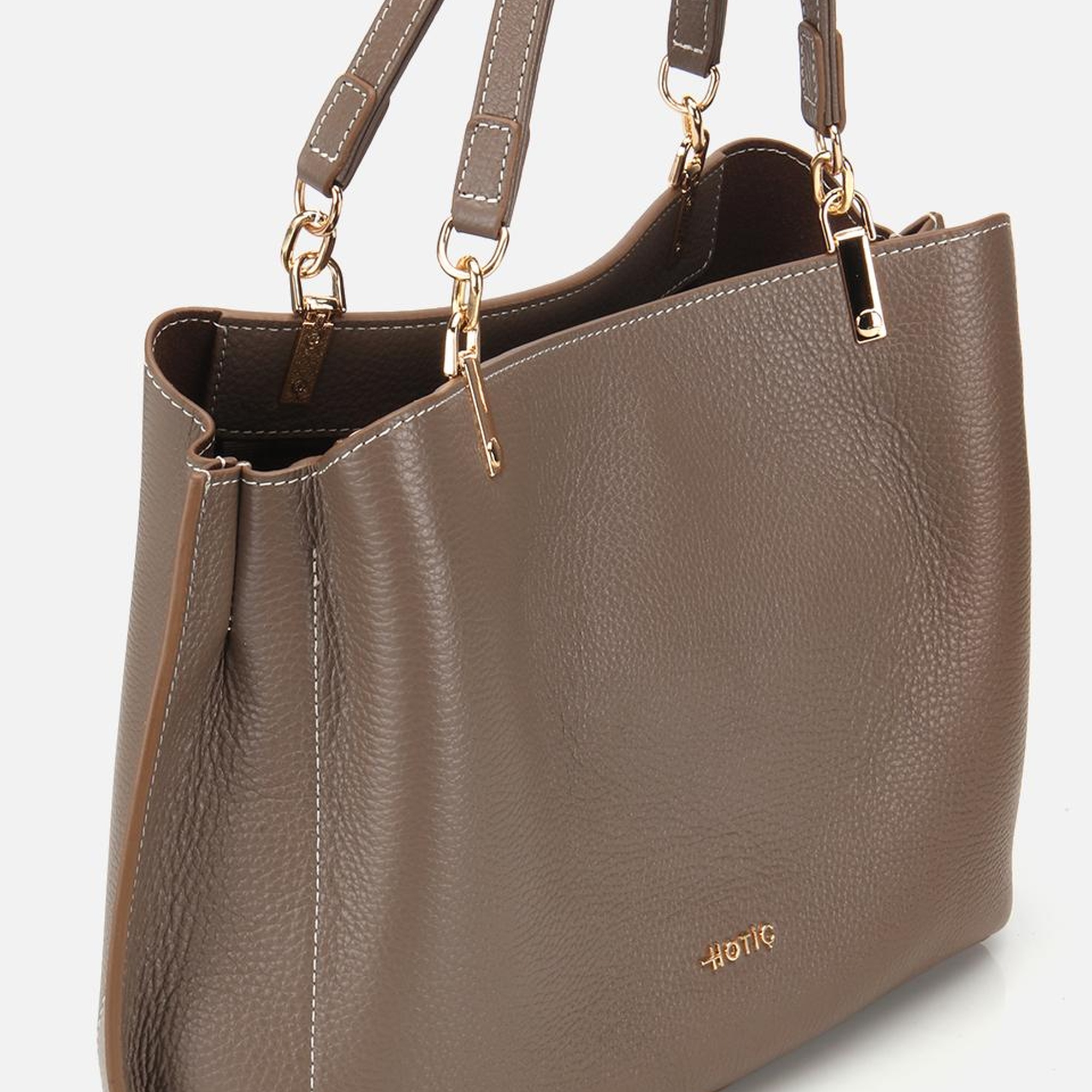 Kadın Deri Vizon Fermuarlı Omuz Çantası