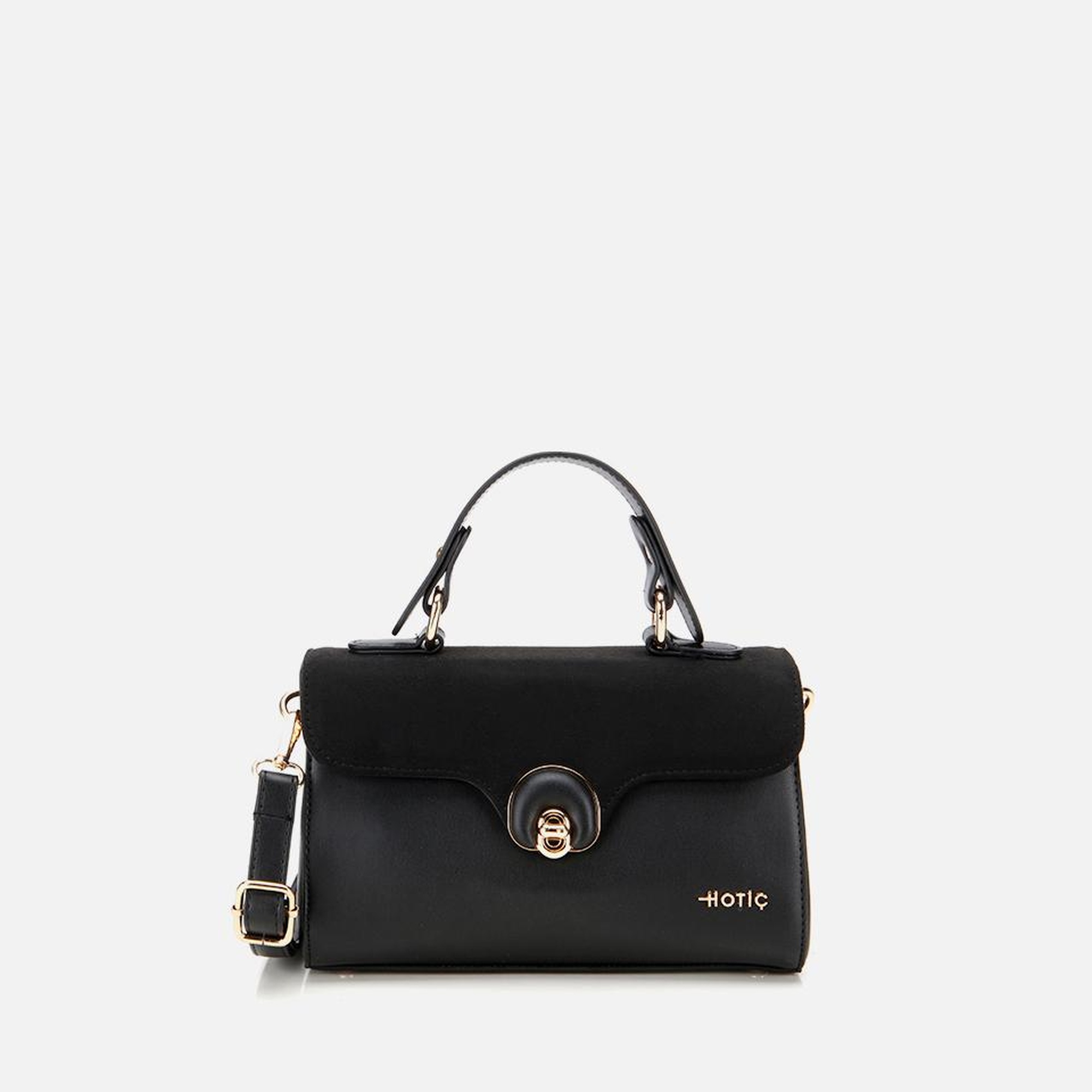 Kadın Siyah Kilit Detaylı Omuz Çantası