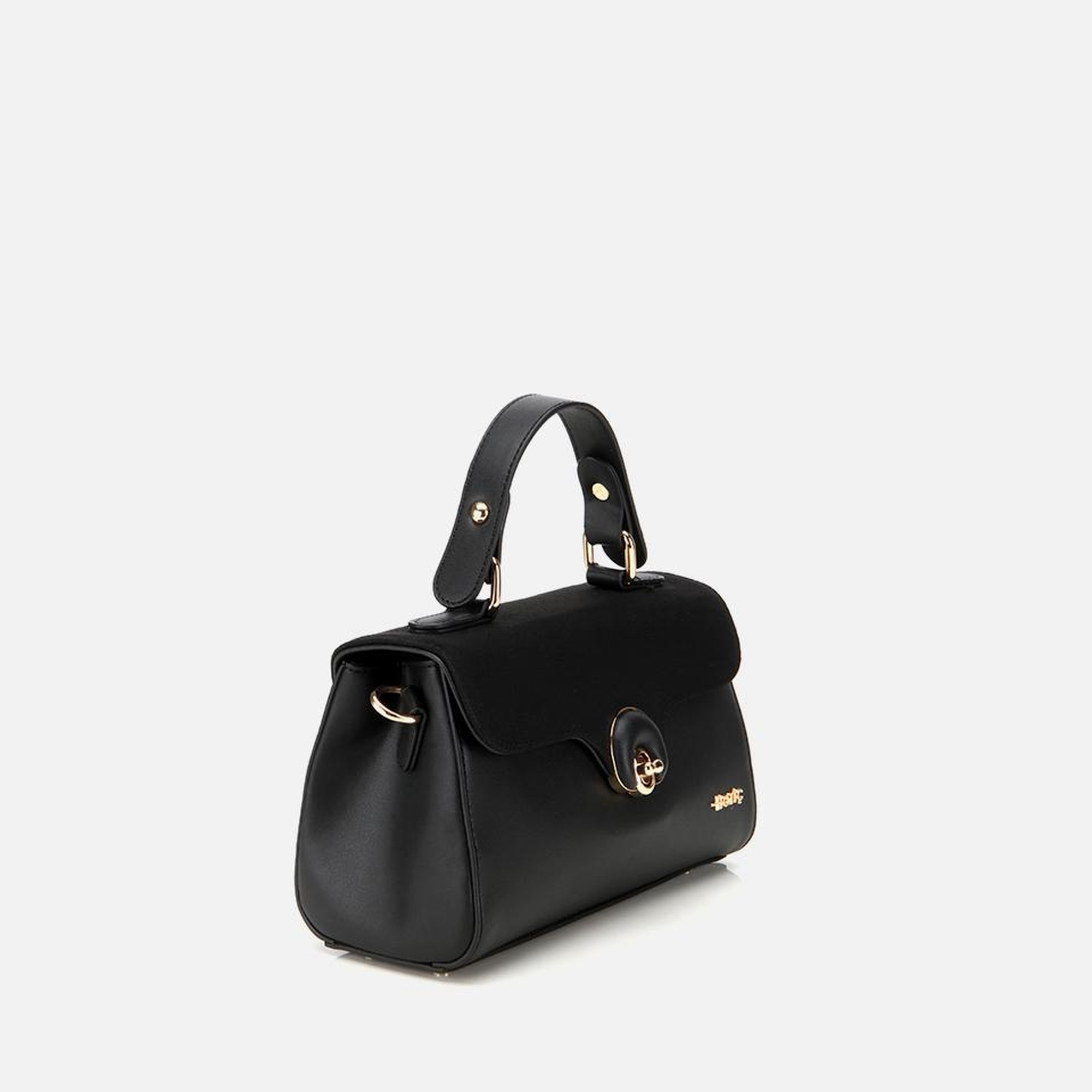 Kadın Siyah Kilit Detaylı Omuz Çantası